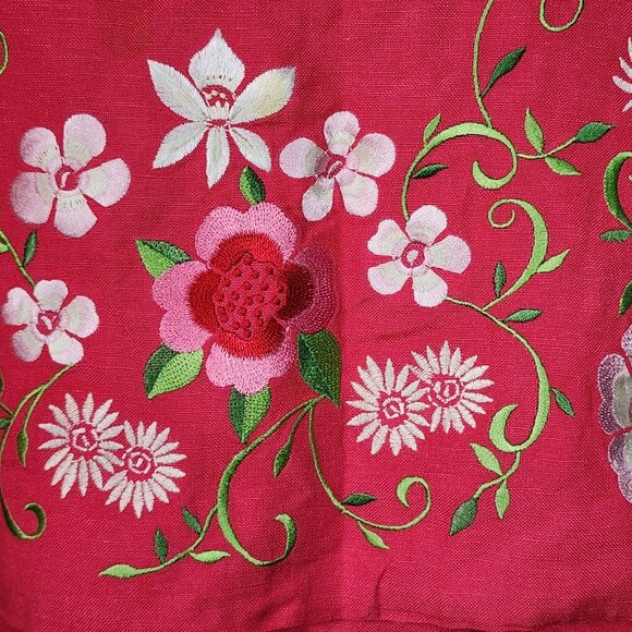 Jessica Howard Dress Womens Plus Size 18 Pink Embroidered Layered Look Linen - Picture 2 of 8